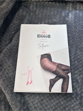 Wolford Black Floral Two-Tone Tights Tatum